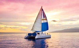 Sailing at sunset in Maui