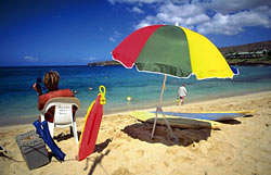 Beach umbrellas, mats, beach chairs and more