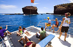 Hanging out on the catamaran trampoline