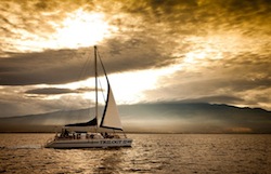 Sailing at sunset in Maui