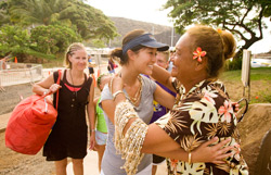 Warm Lei greeting on Lanai