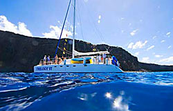 Catamaran sailing from Maui to Lanai